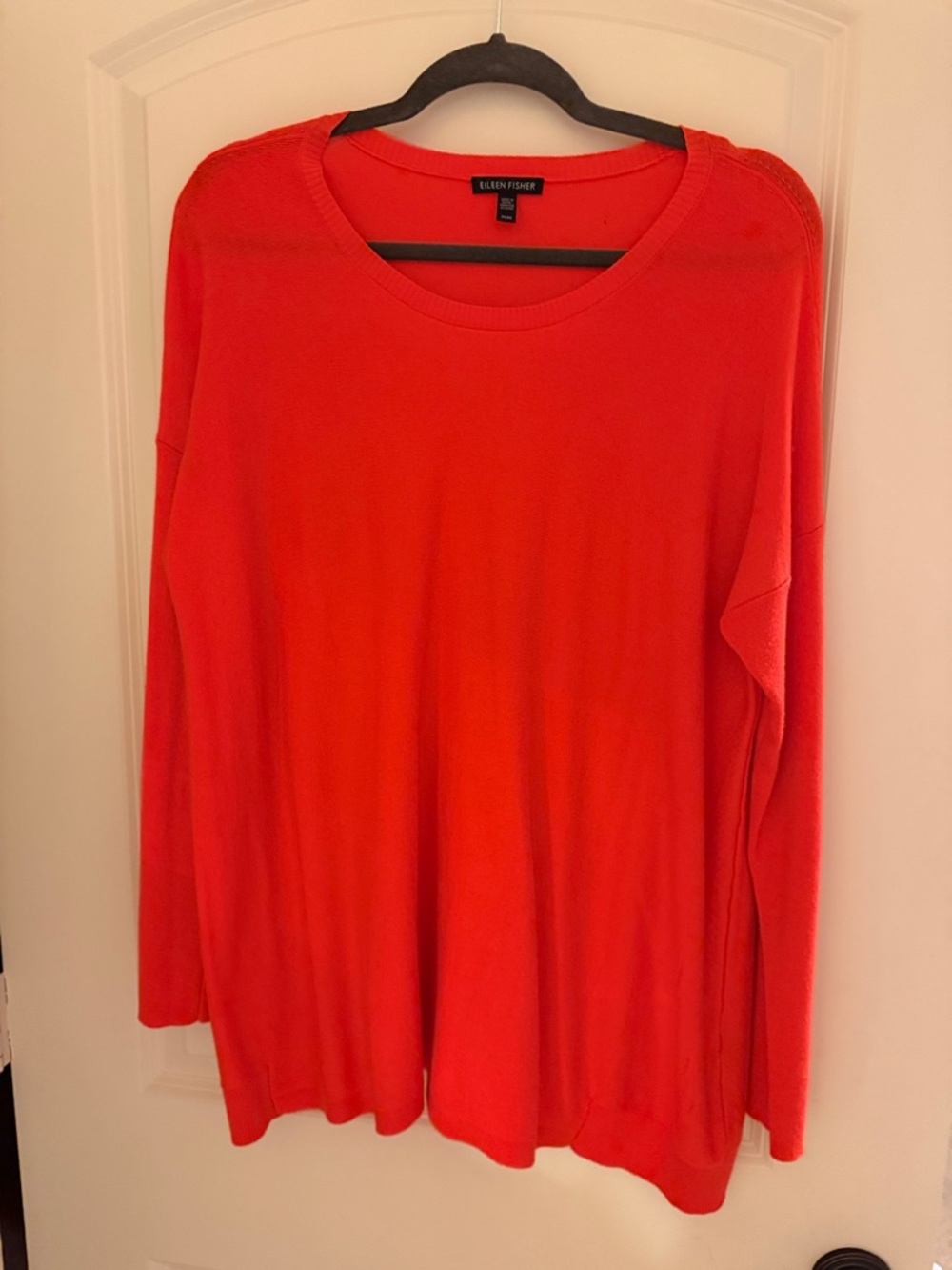 Eileen Fisher Bright Coral Red Crewneck Sweater